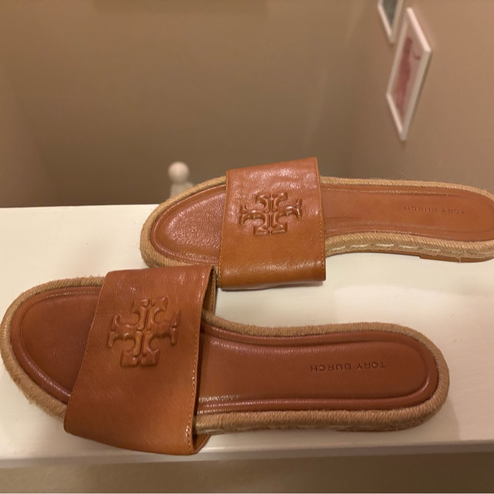 Tory Burch Brown Leather Slides